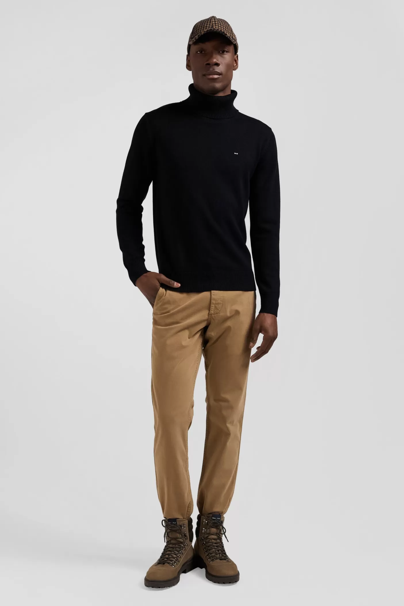 Hot Pull Col Roulé En Laine Et Coton Noir Coupe Regular Homme Pulls