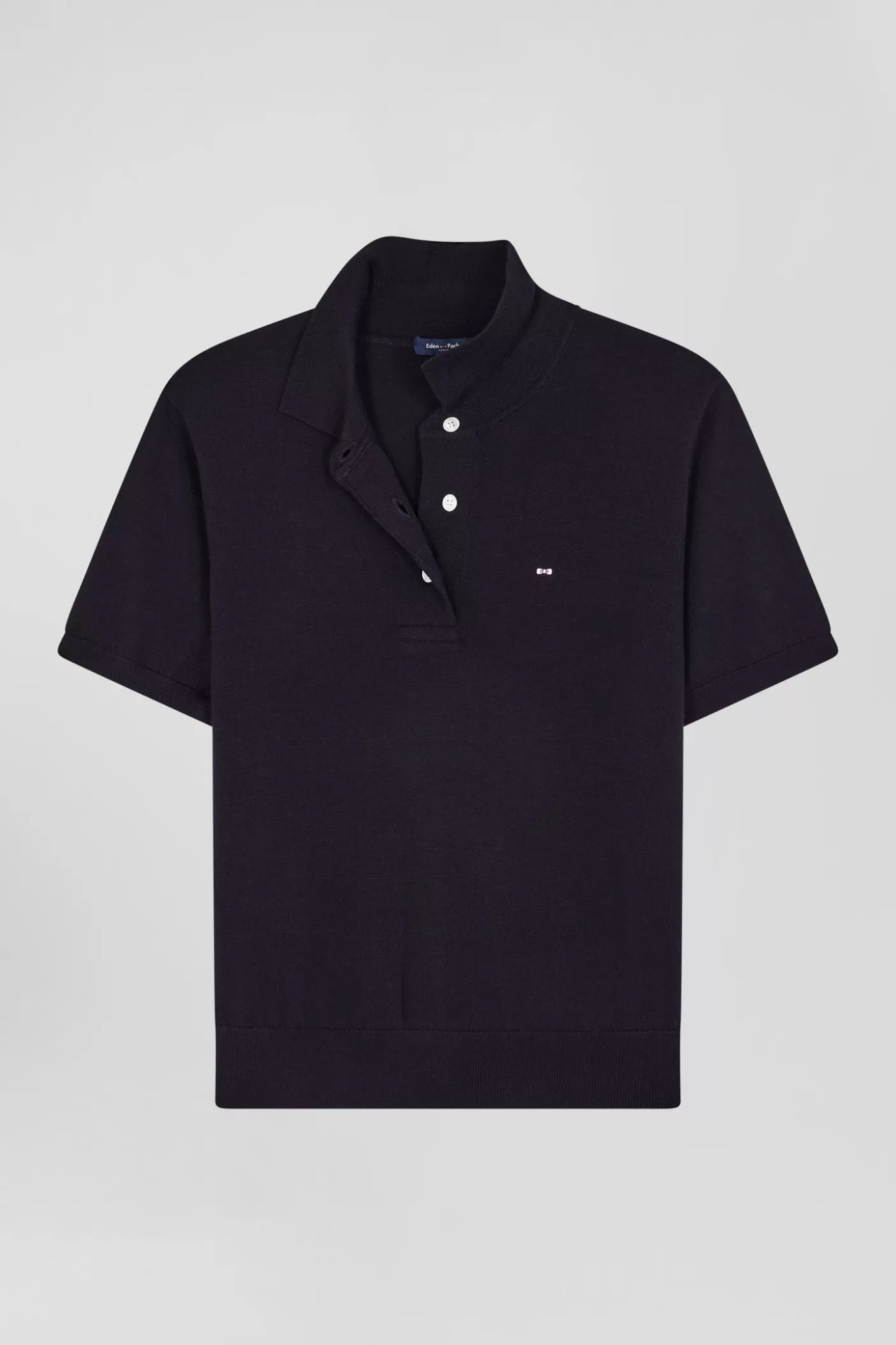 Discount Pull Manches Courtes à Col Polo En Laine Bleu Marine Coupe Regular Femme Pulls