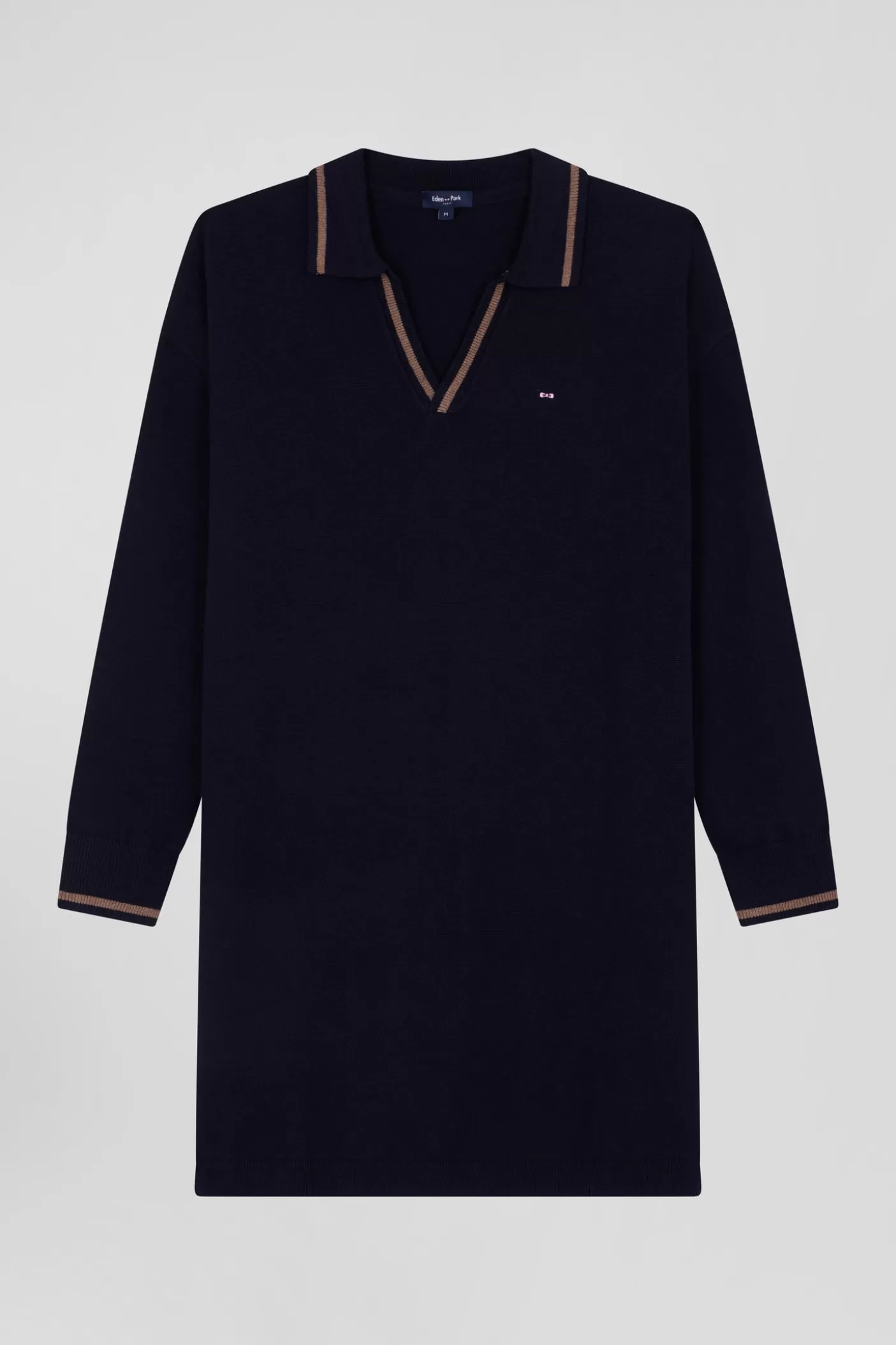 New Robe Col Chemise En Laine Et Coton Bleu Marine Coupe Relaxed Femme Robes Et Jupes