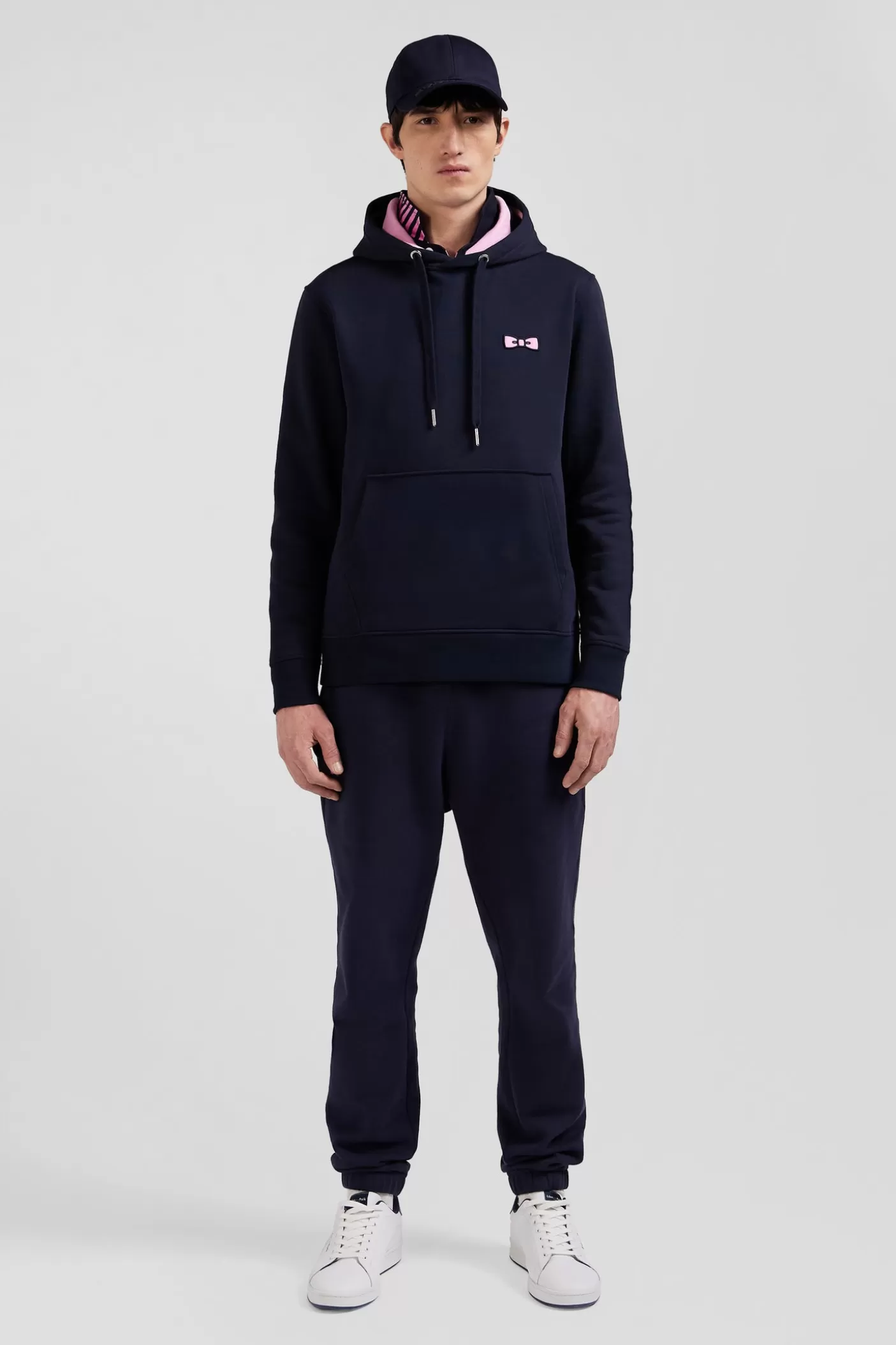 Best Sale Sweatshirt à Capuche En Molleton Bleu Marine Broderie Coupe Regular Homme Sweats
