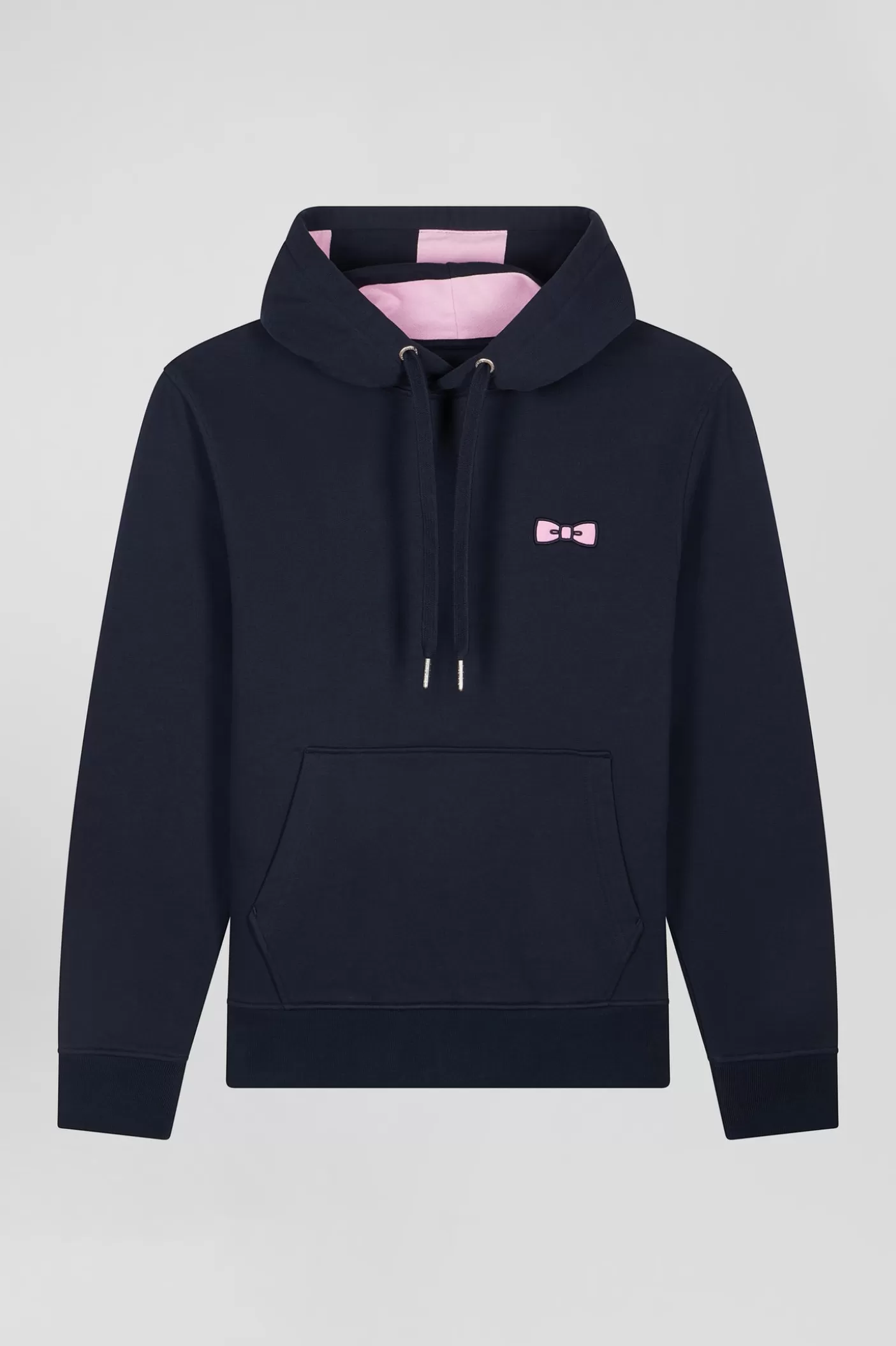 Best Sale Sweatshirt à Capuche En Molleton Bleu Marine Broderie Coupe Regular Homme Sweats