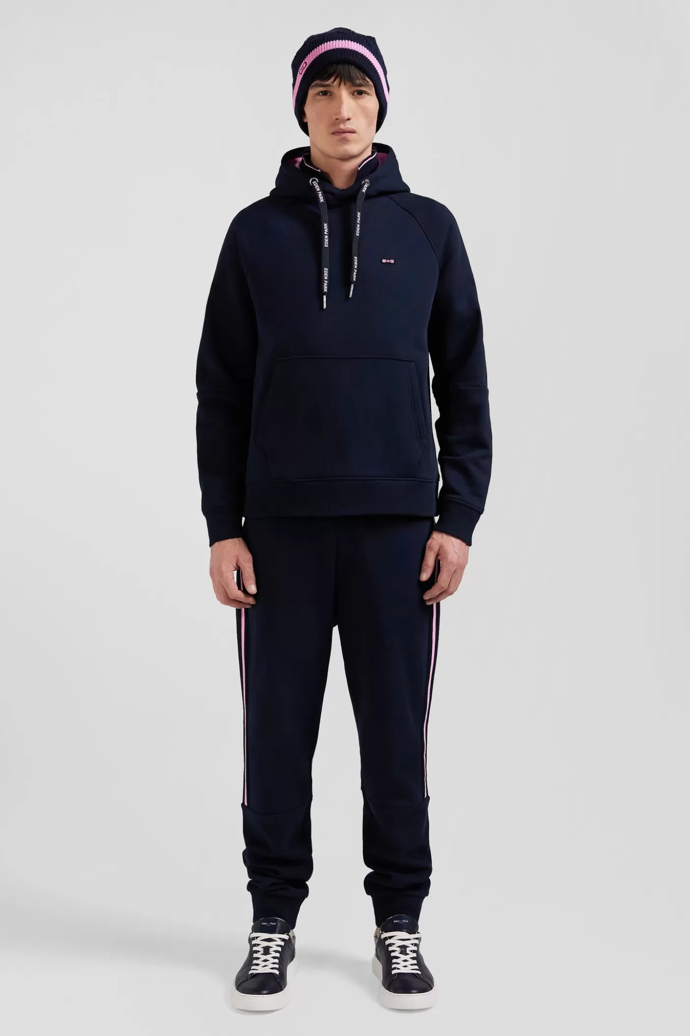 Sale Sweatshirt à Capuche En Molleton Marine Cordons De Serrage Siglés Coupe Relaxed Homme Sweats