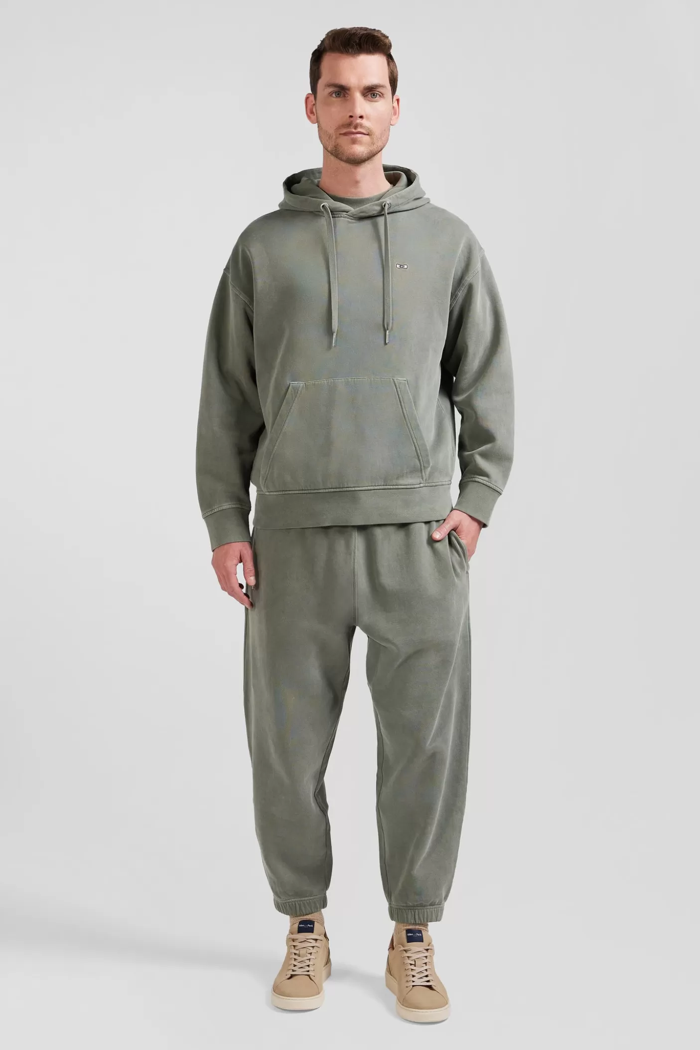 Best Sale Sweatshirt à Capuche Unisexe En Molleton Coton Kaki Surteint Coupe Oversized Femme/Homme Sweats | Sweats