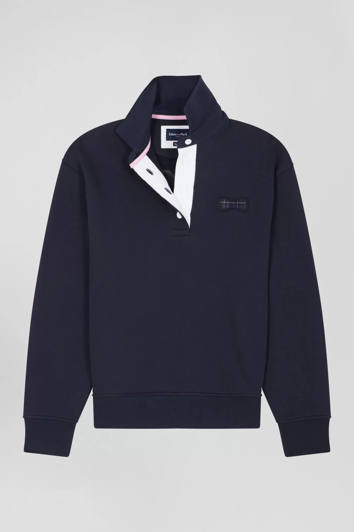 Outlet Sweatshirt Col Maillot En Coton Mélangé Marine Broderie Dos Coupe Relaxed Femme Sweats
