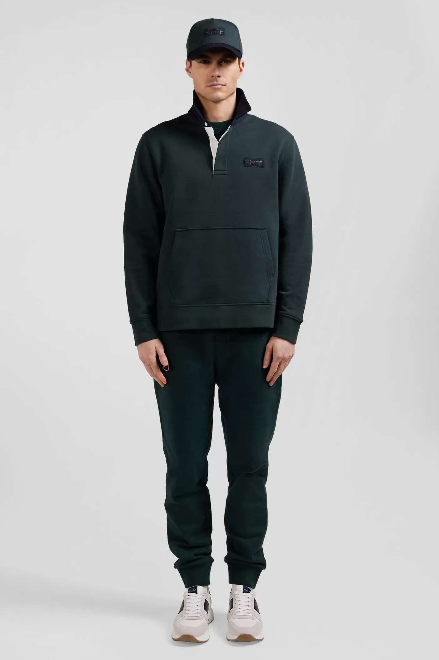 Best Sale Sweatshirt Col Maillot En Coton Mélangé Vert Coupe Relaxed Tissu Carreaux Homme Sweats