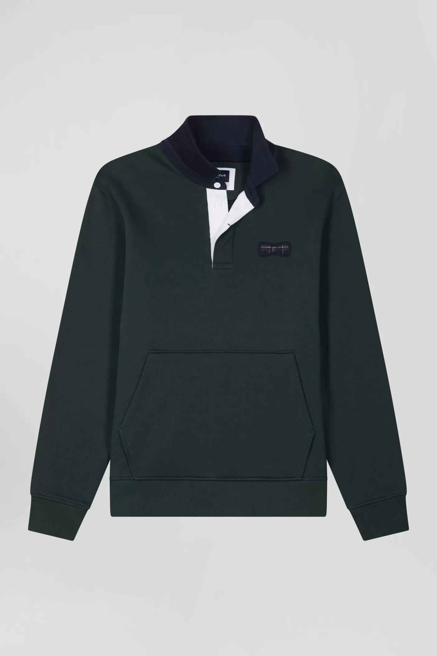 Best Sale Sweatshirt Col Maillot En Coton Mélangé Vert Coupe Relaxed Tissu Carreaux Homme Sweats