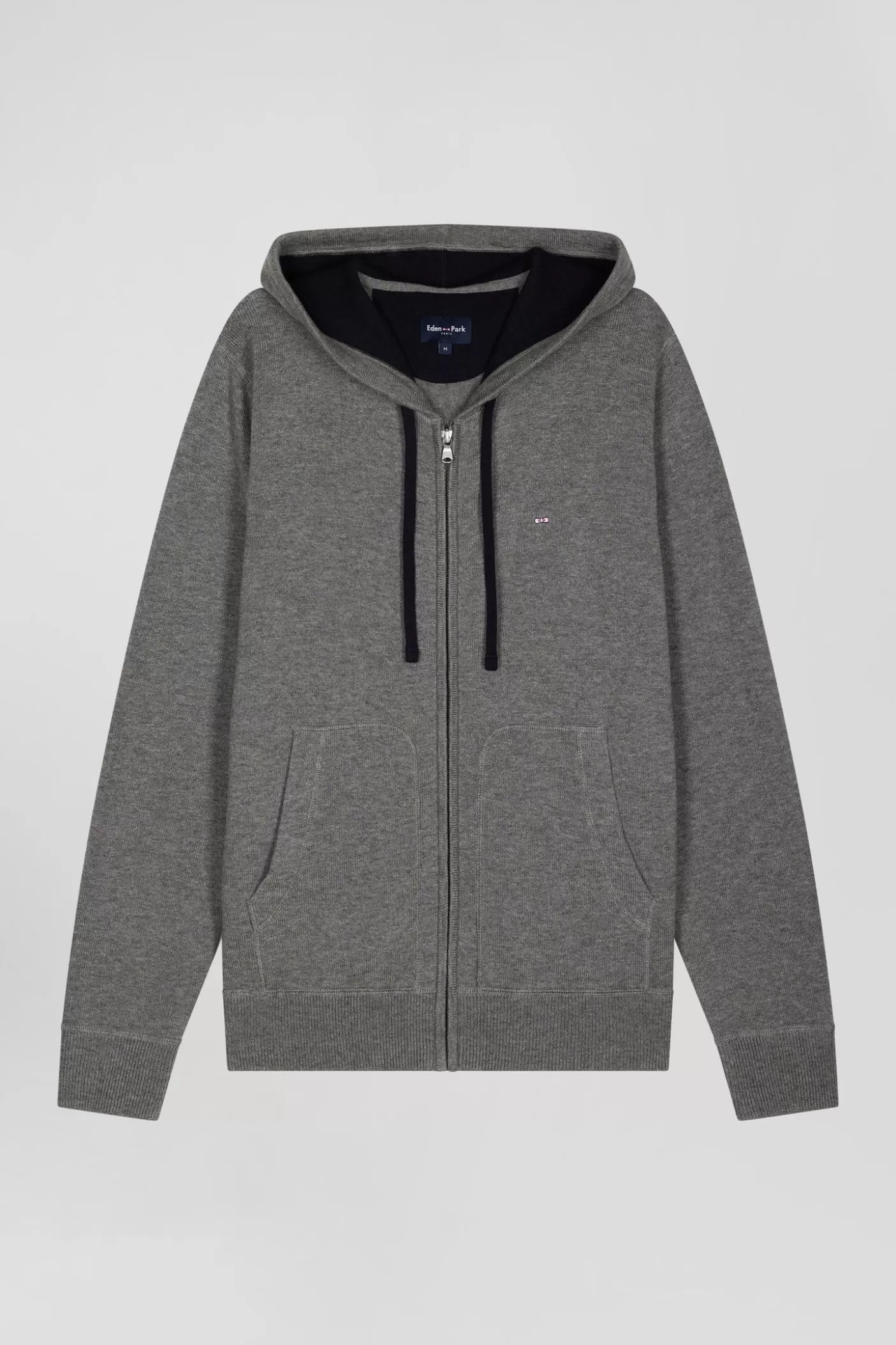 Best Sale Sweatshirt Zippé En Maille Laine Et Coton Gris Coupe Regular Homme Cardigans