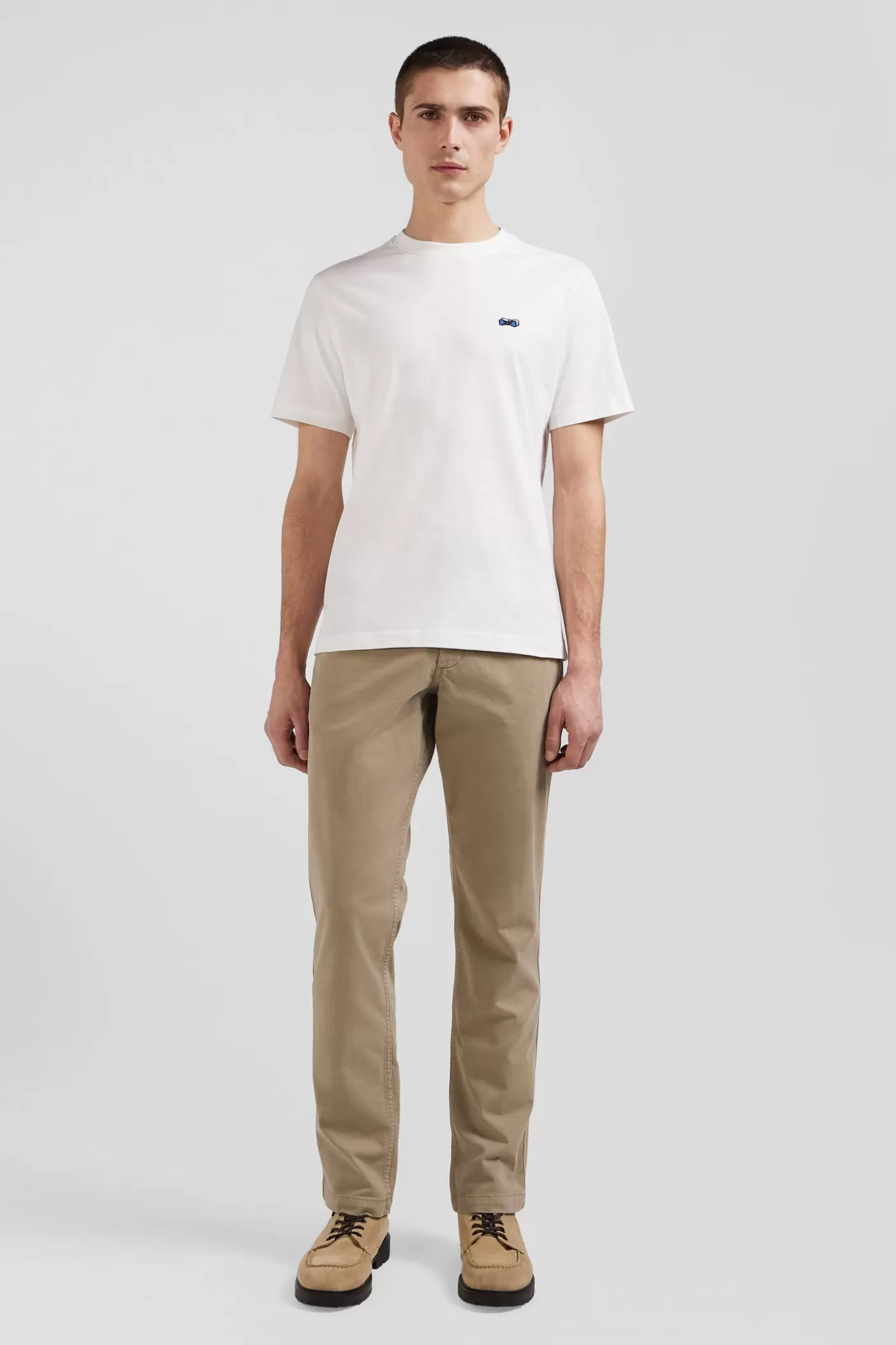 Best Sale T-shirt Manches Courtes En Coton écru Broderie Dos Coupe Regular Homme T-Shirts