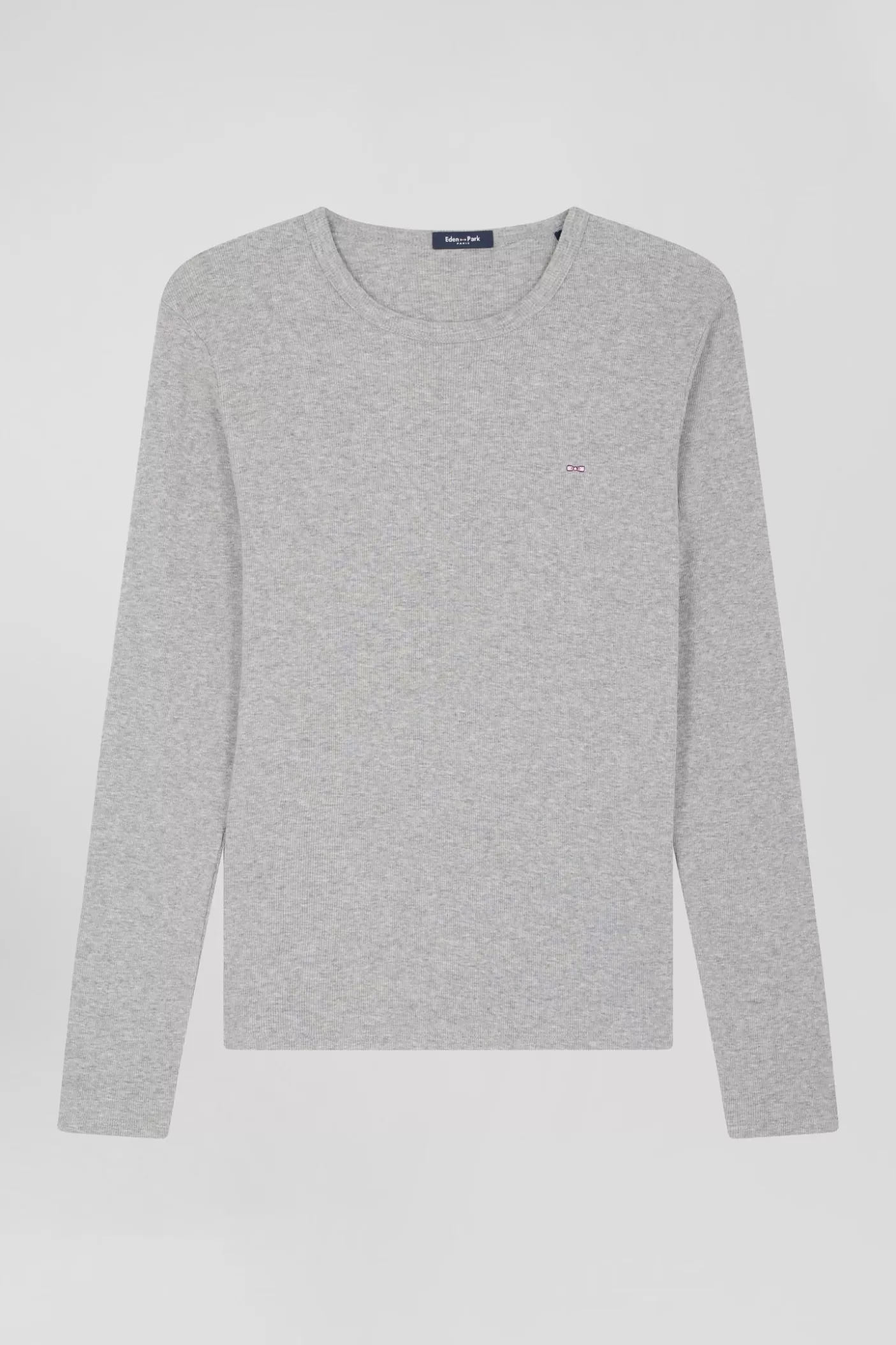 Fashion T-shirt Manches Longues Col Rond En Coton Gris Coupe Slim Femme T-Shirts
