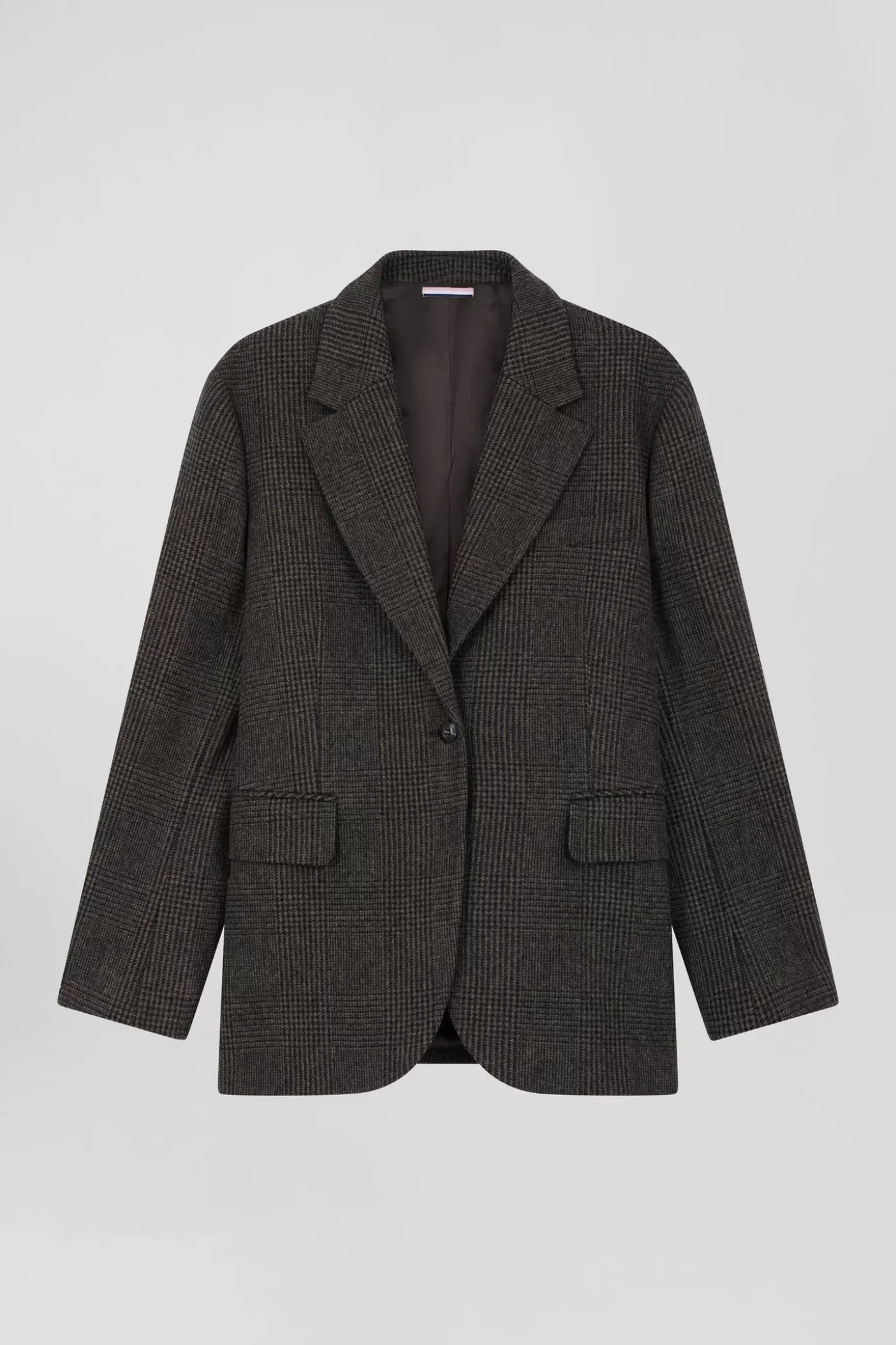 Flash Sale Veste Blazer En Laine Mélangée Prince De Galles Coupe Oversized Femme Manteaux Et Vestes